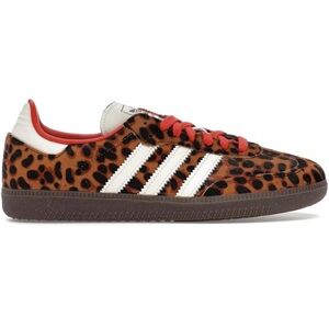 Adidas Leopard Pattern Sneakers with Red and White Details